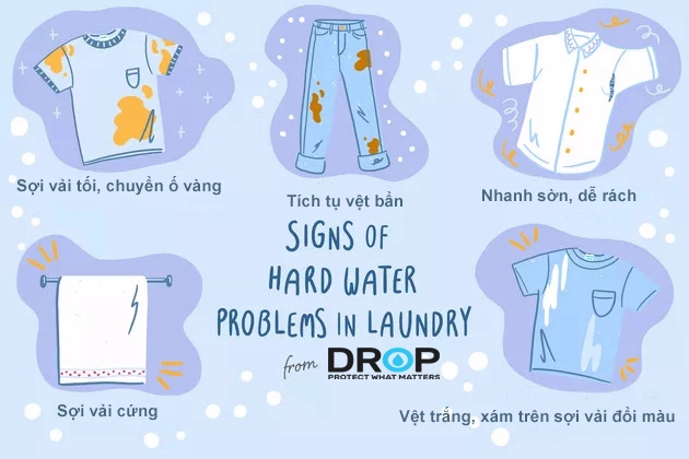 Dấu hiệu trên quần áo khi giặt với nước cứng
