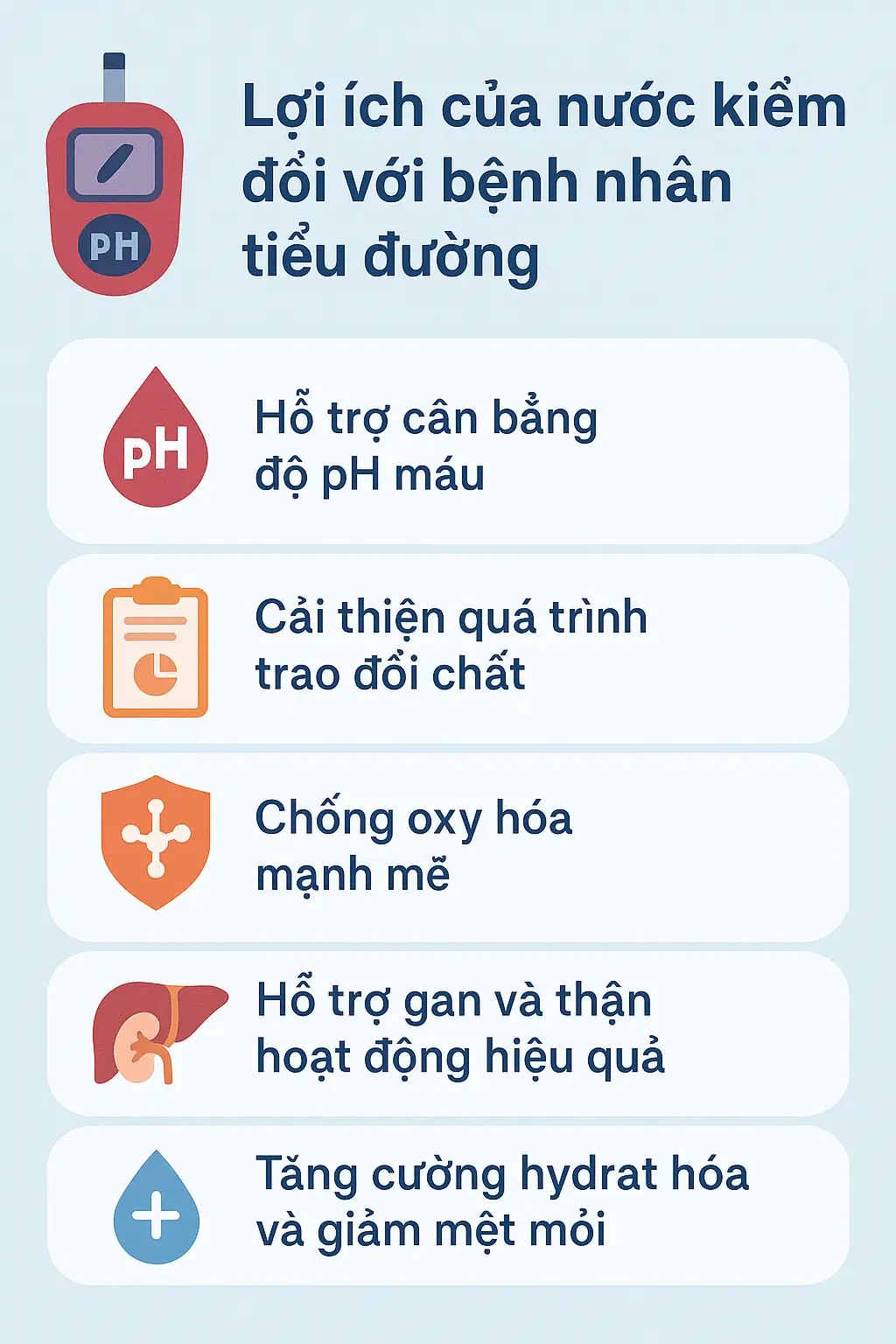 Nâng cao sức khỏe cho bệnh nhân tiểu đường với nước ion kiềm